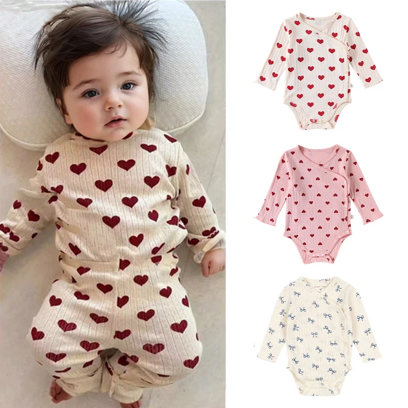 

2025 New Autumn 0-24M Children Clothes Infant Baby Girls Jumpsuit Long Sleeved Cotton Print Newborn Baby Girls Bodysuits