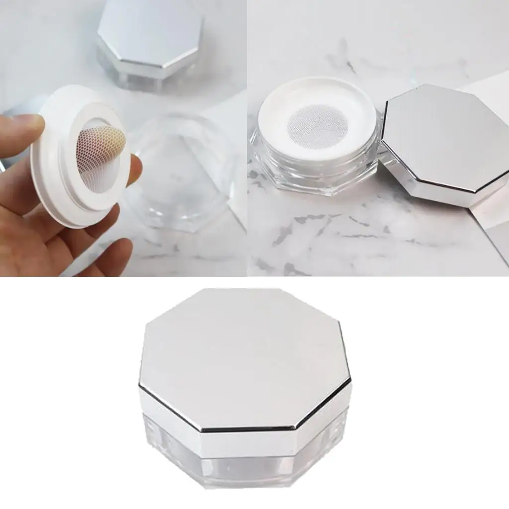 Jar Empty, Refillable, Octagonal, Make-up Jar for Make-up, Loose ,