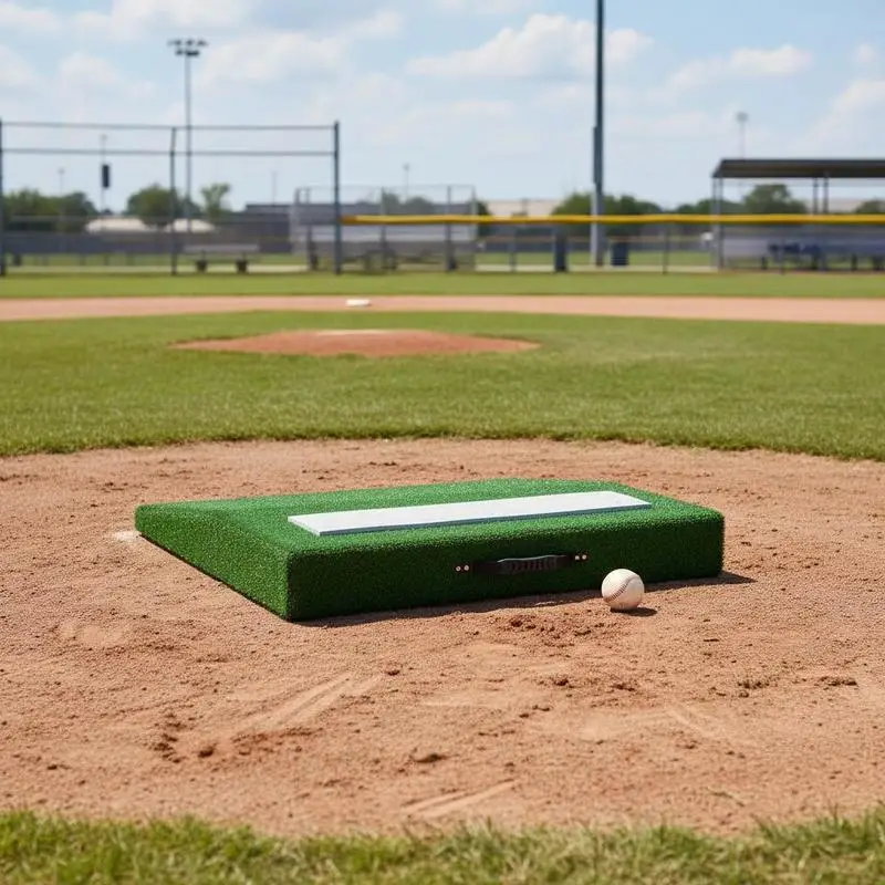 Portable Pitching Platform 31 in For Backyard Gym Training, Antifade Turf Pitching Rubber Carry Handle Base Training Equipment