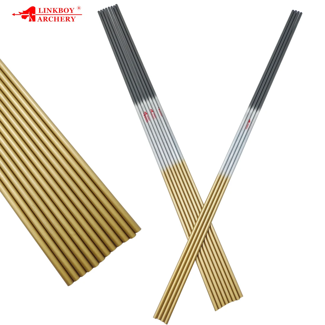 

12pcs ID6.2MM Gold Carbon Arrows Shaft Spine500-800 Compound Bow Accessories Hunting