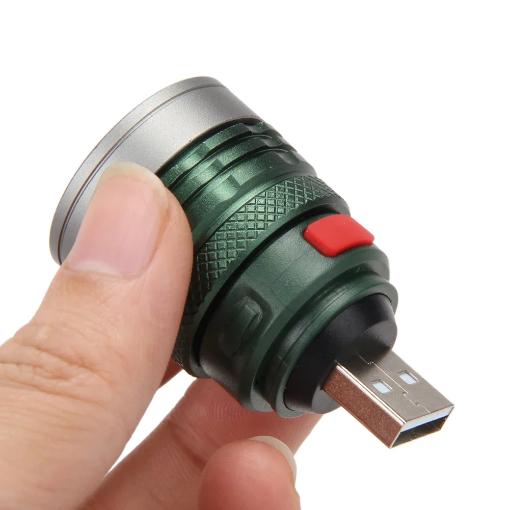 USB Handy 3W Powerful LED Flashlight Max Beam Range up to 50m Aluminium Alloy Mini Zoomable Pocket Torch Lamp For Camping Hiking