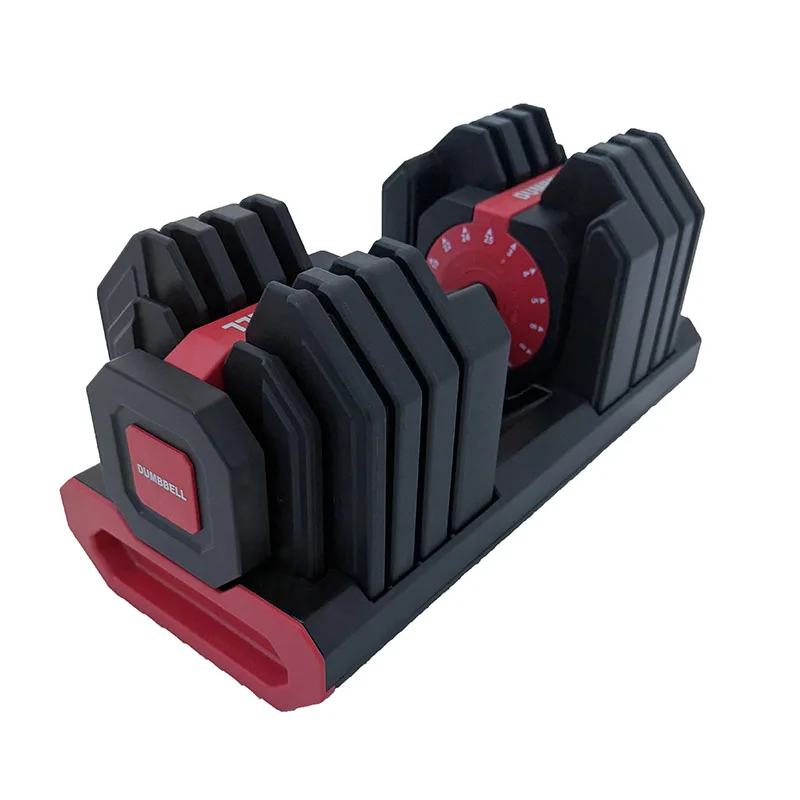 Rot & Schwarz 20kg Verstellbare Hantel mit Ständer für Indoor-Krafttraining Fitnessgeräte