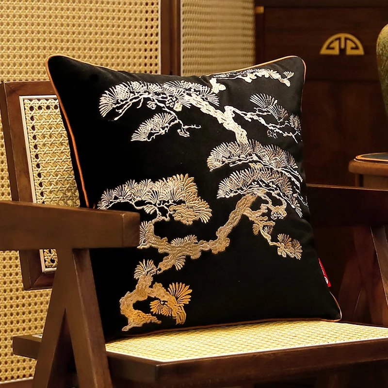 Chinese Style High-grade Embroidery Pillow Case Decorative Pillowcases 45x45 for The Living Room Velvet Luxury Cushion Cover