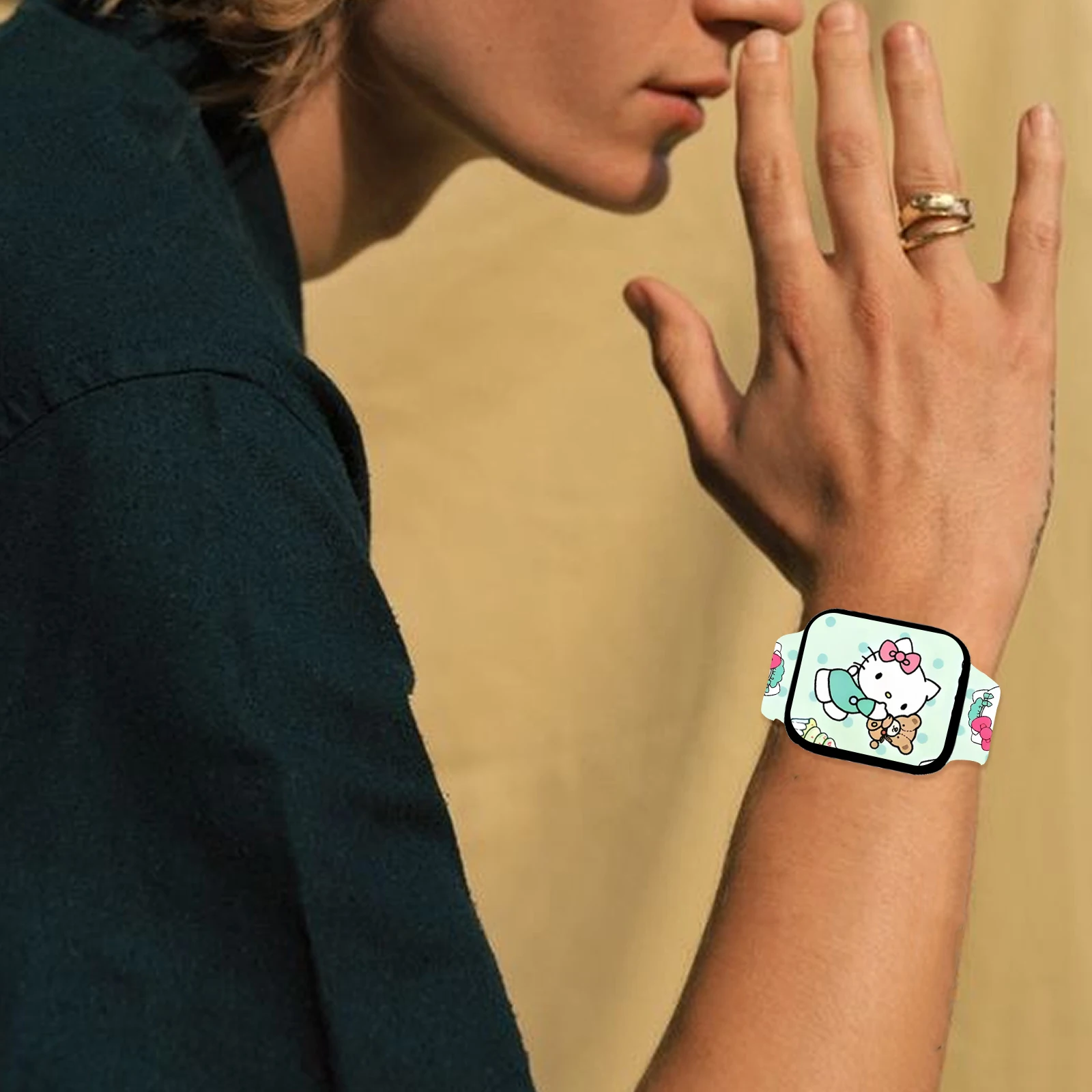 Ремешок Sanrio Series 2 для Apple Watch 10 9 8 7 SE, сменный силиконовый ремешок для iWatch 46 мм, 44 мм, 42 мм, 41 мм, ремешок для часов