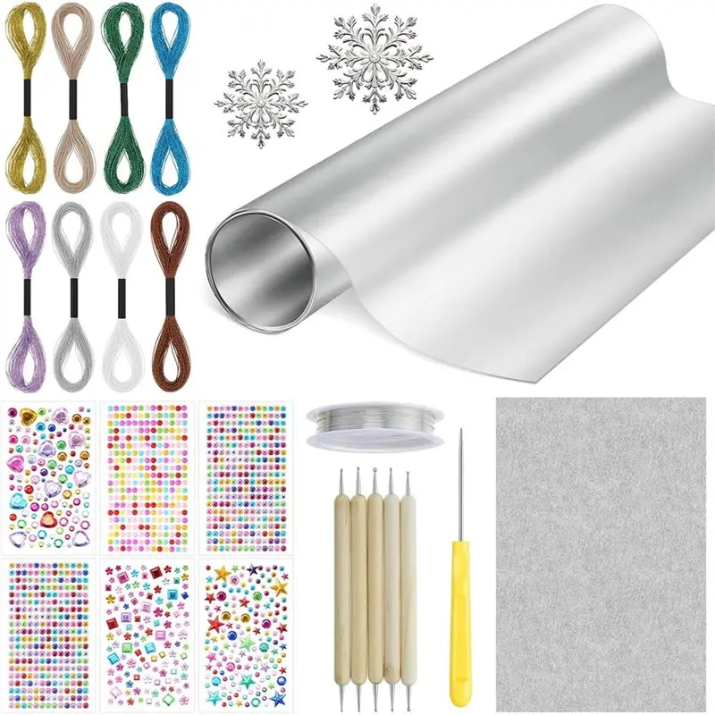 

ABKO-Decorative Art Craft Metal Foil Sheet Tools, Making Kit, 1 Roll Of 20Ft Aluminum Embossing Foil, Metal Embossing Kit