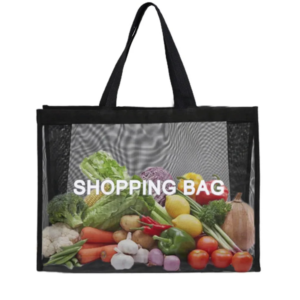 Fashionable and convenient mesh large capacity shopping bag, daily necessities storage bag, tourist beach bathing products, envi