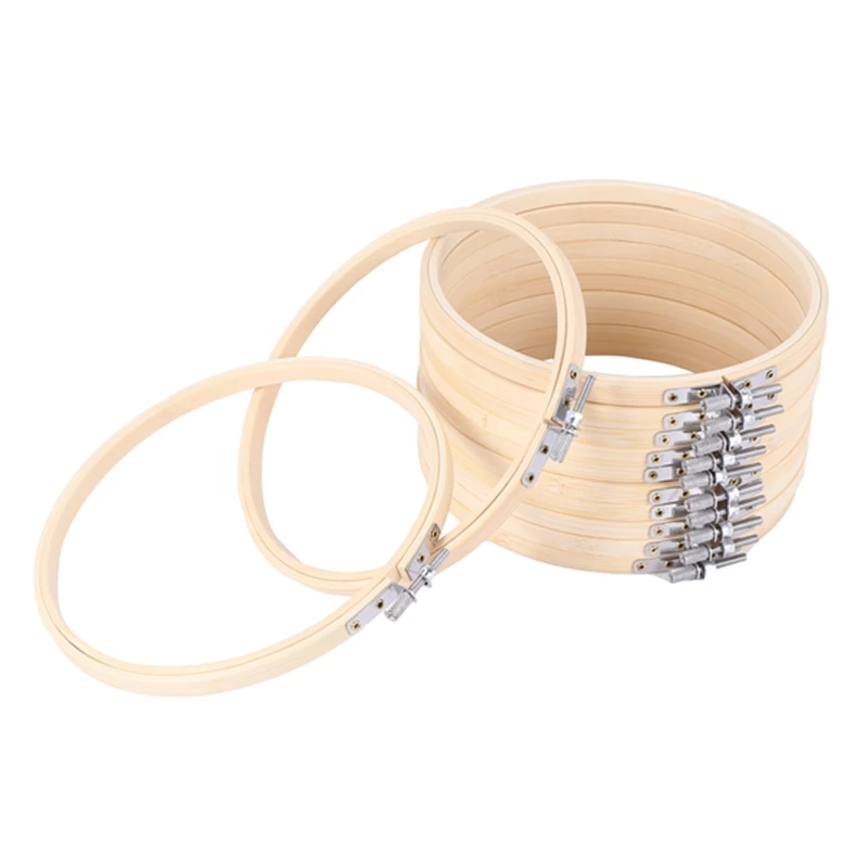 12 Pieces 7 Inch Wooden Embroidery Hoops Bulk Bamboo Circle Hoop Round Ring for Art Craft Handy Sewing-A13G