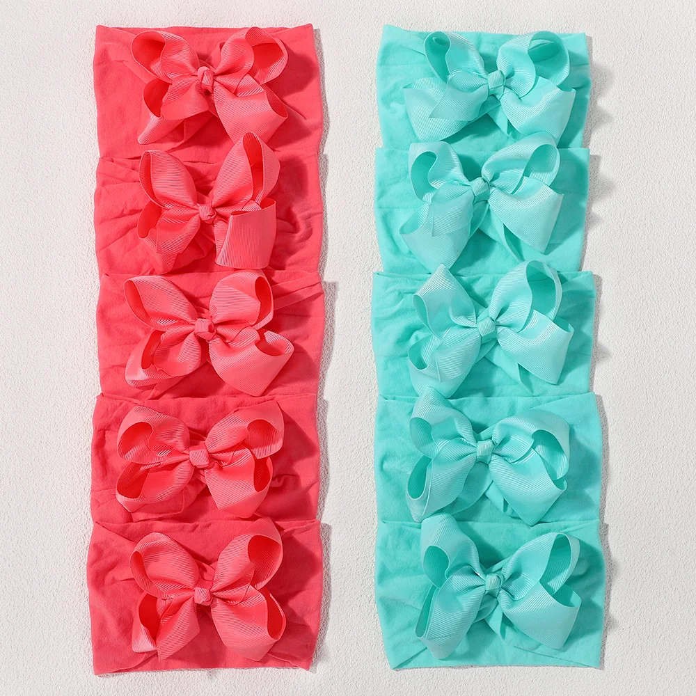 10PCS Zufällige Weiche Baby Stirnbänder mit Haar Bögen Headwraps für Baby Mädchen Kopf Band Neugeborene Haar Zubehör Haar Band