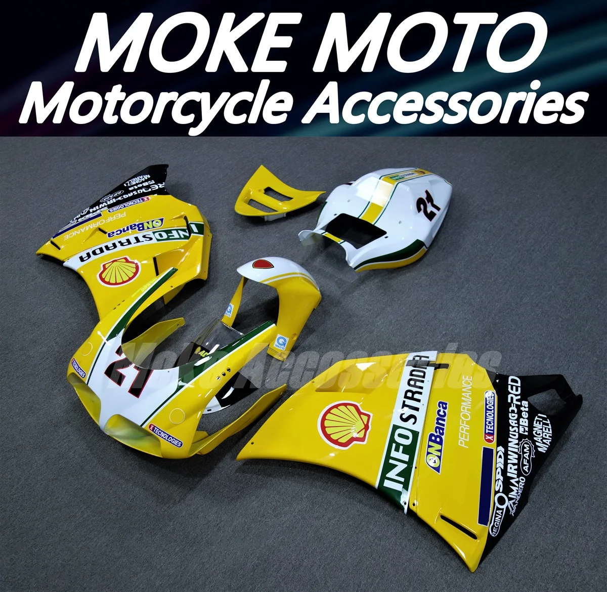 Motorcycle Fairings Kit Fit For 748 916 996 998 Bodywork Set Abs High Quality Injection New White Yellow