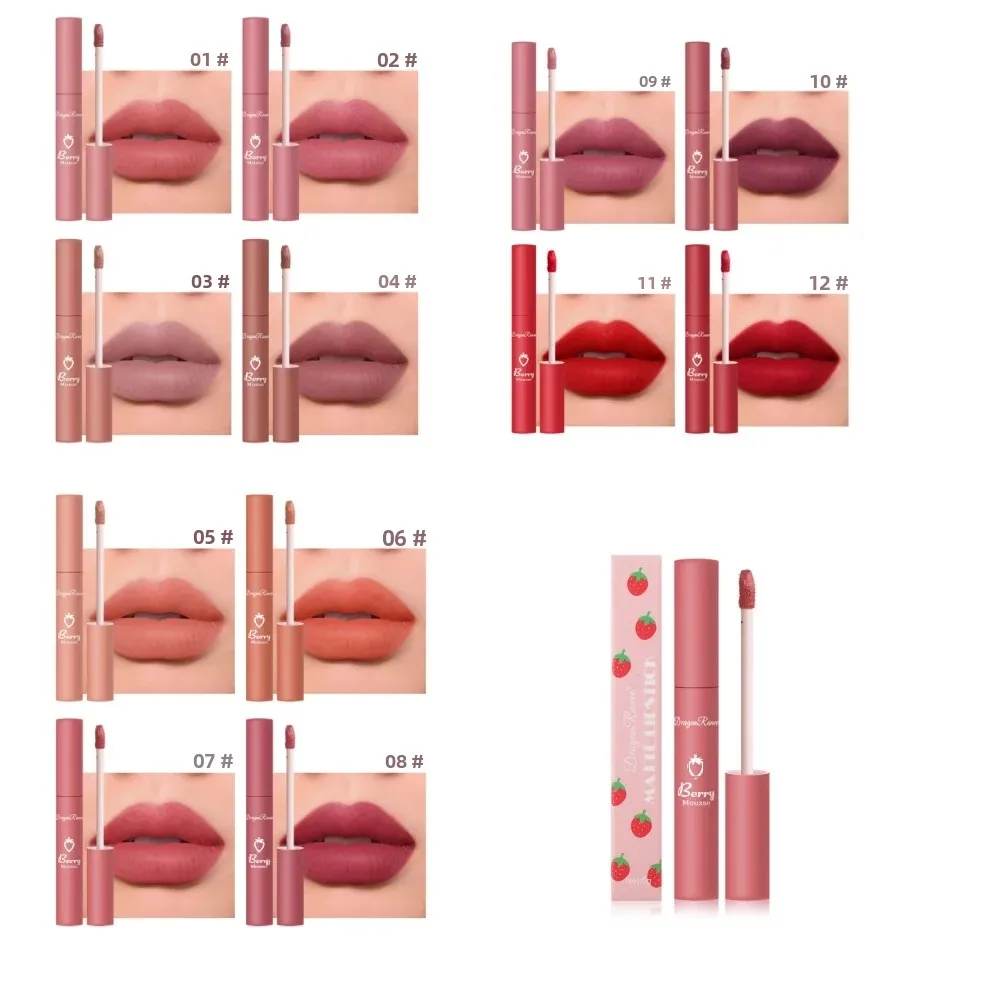 أحمر شفاه سائل مقاوم للماء أحمر شفاه مخملي غير لامع غير لاصق يدوم طويلاً غير لاصق ملمع شفاه أحمر شفاه للنساء مستحضرات التجميل #5