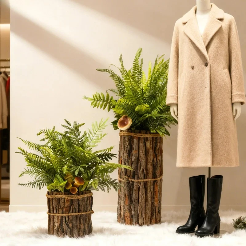 Nature Wooden Stakes Vase Solid Wood Flower Pots Potted Plant Table Decoration Flower Arrangement Vases Room Aesthetic Decor