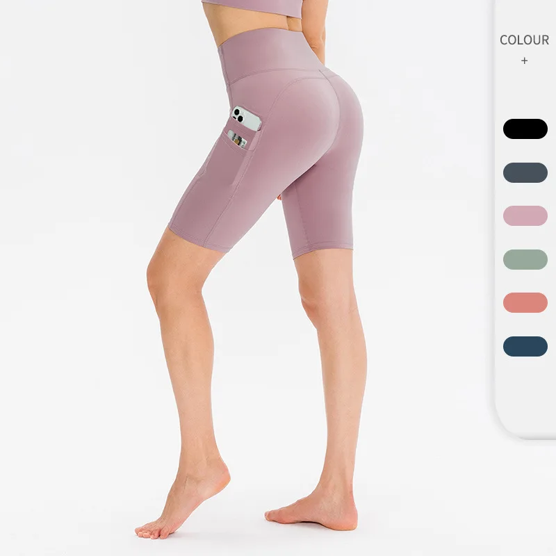 

Women's High Waist Yoga Shorts Quick Dry Slim Fit 5 Inch with Two Pockets for Running Fitness Sports