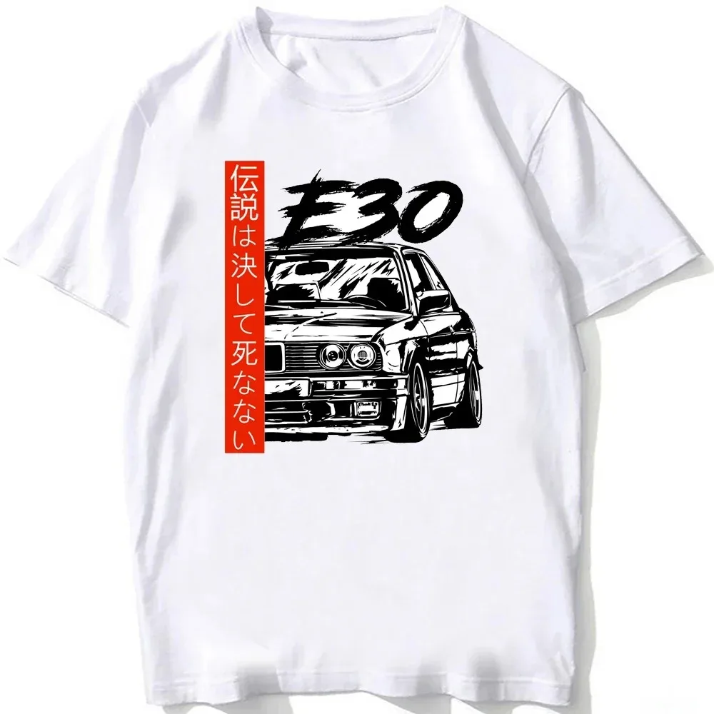 2024Vintage German EUDM-E34M5 Summer men\'s and women\'s same short-sleeved old legend E30 M3 classic car casual top white T-shirt