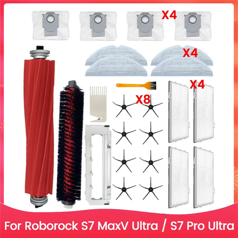 

AB15-для пылесоса Roborock S7 Maxv Ultra/S7 Pro Ultra, основная боковая щетка, HEPA-фильтры, тряпки для швабры, мешки для пыли, аксессуары