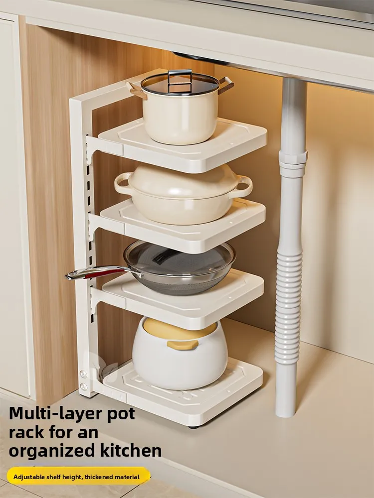 

Multi-Layer Kitchen Pot Storage Rack Sink under Cabinet Multi-Function Pot Holder Corrosion-Resistant Carbon Steel Kitchen Or...