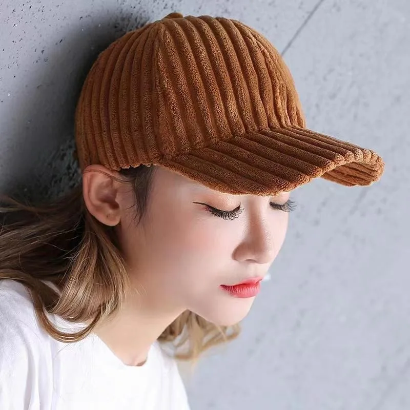 New Corduroy Baseball Cap Women Men Autumn Winter Warm Hat Vintage Unisex Baseball Adjustable Polo Trucker Cap Hat