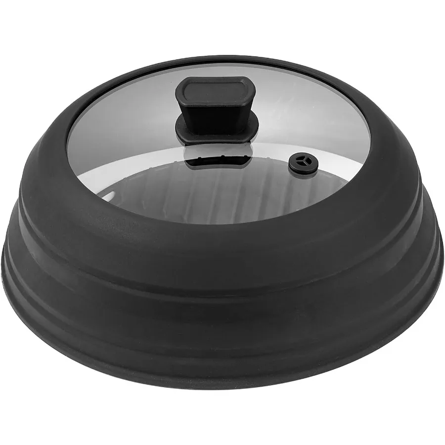 

10.8 Collapsible Microwave Splatter Cover with Handle for Food Protection HeatResistant Silicone and Tempered Glass Guard up to