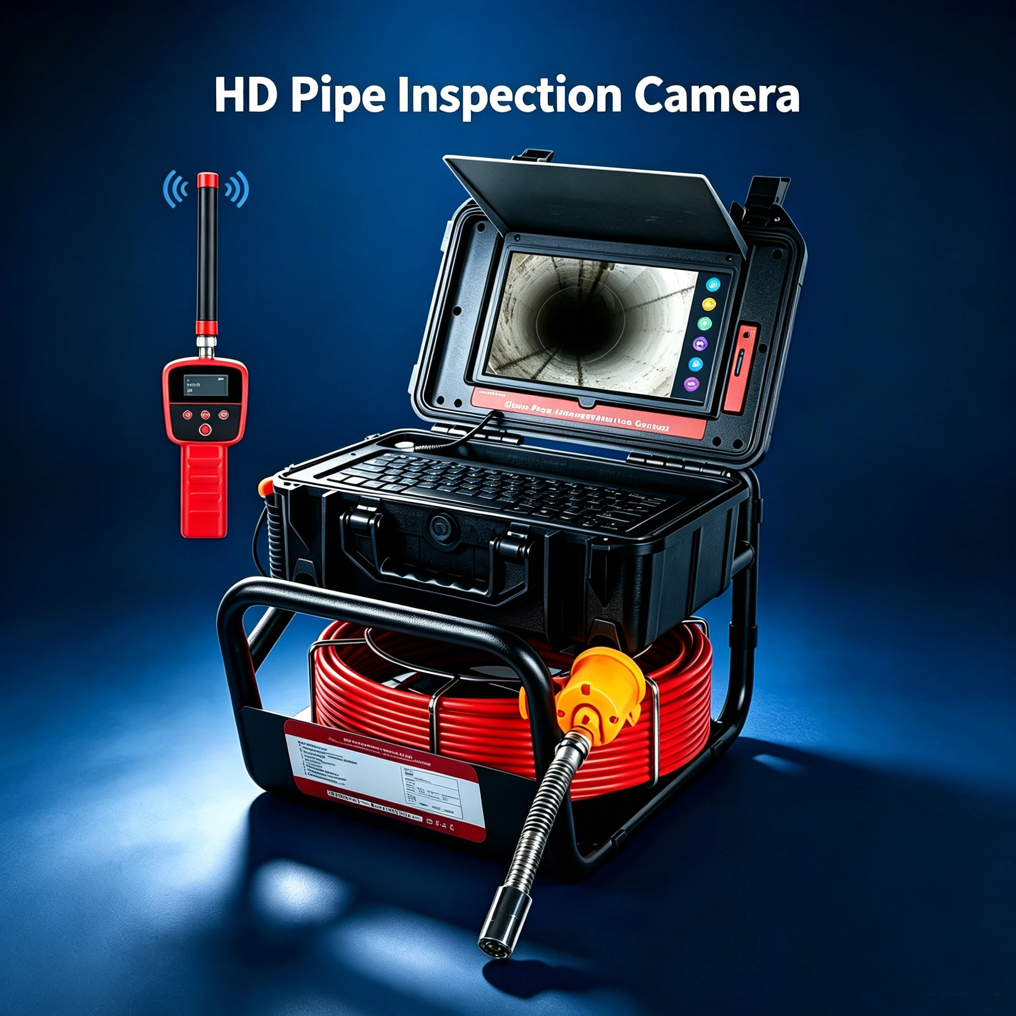7MM Cable Drain Camera Pipe Inspection Sewer With Locator, 10.1In IPS Sewer Pipe 23mm Camera With Self Leveling And 512HZ