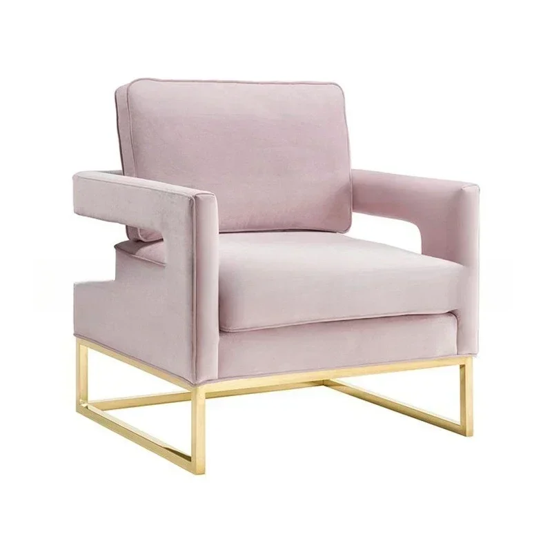 Modern stainless steel single sofa furniture casual fabric hotel club fashion reception single chair