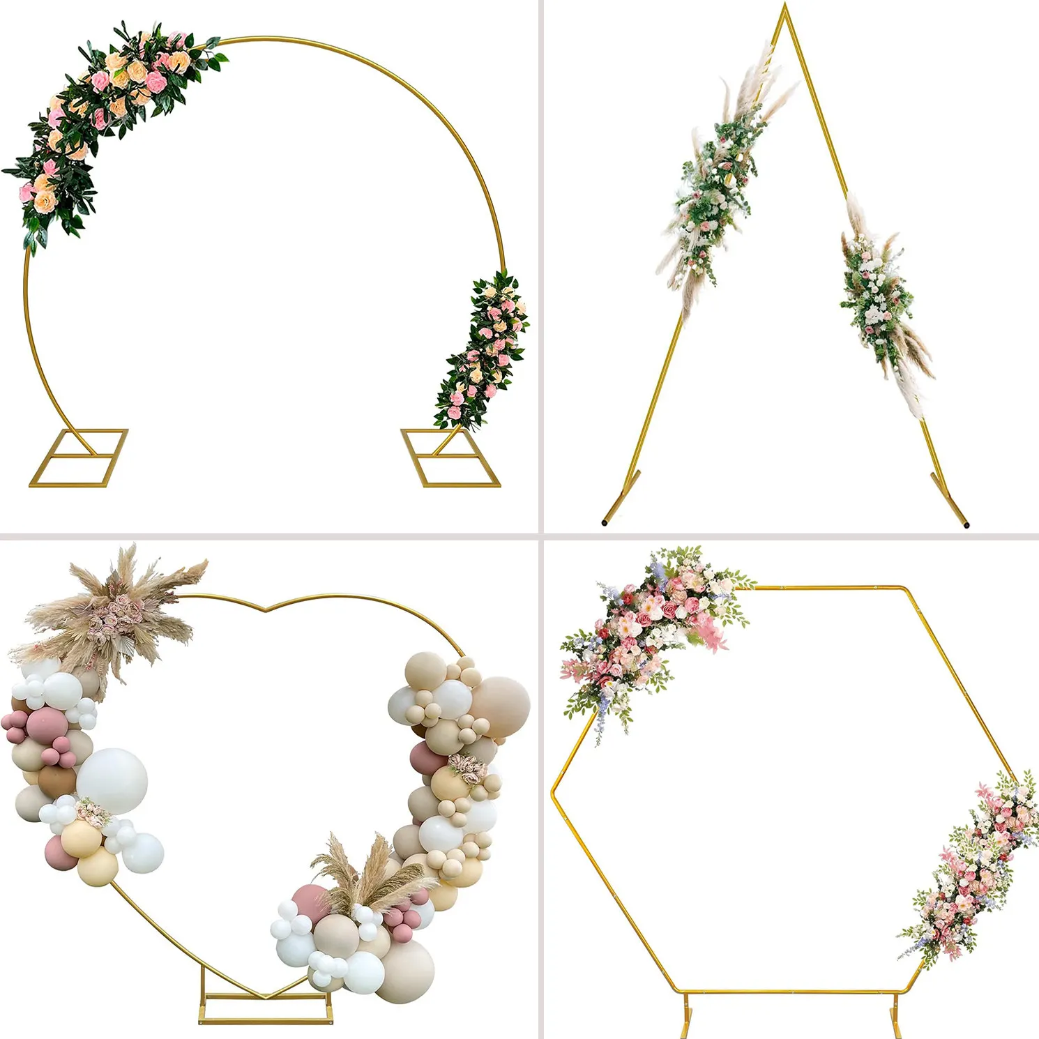 

Birthday Party Wedding Arch Arrangement Square Triangle Semicircular Stand Lawn Ring Flower Stand Decoration Props