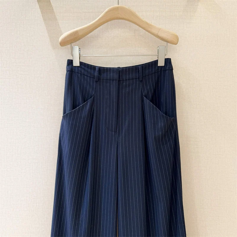 Pantaloni da donna Nuovi pantaloni a gamba dritta slim fit a vita alta per l'autunno 2025 Pantaloni a gamba larga a righe moda pantaloni da donna y2k