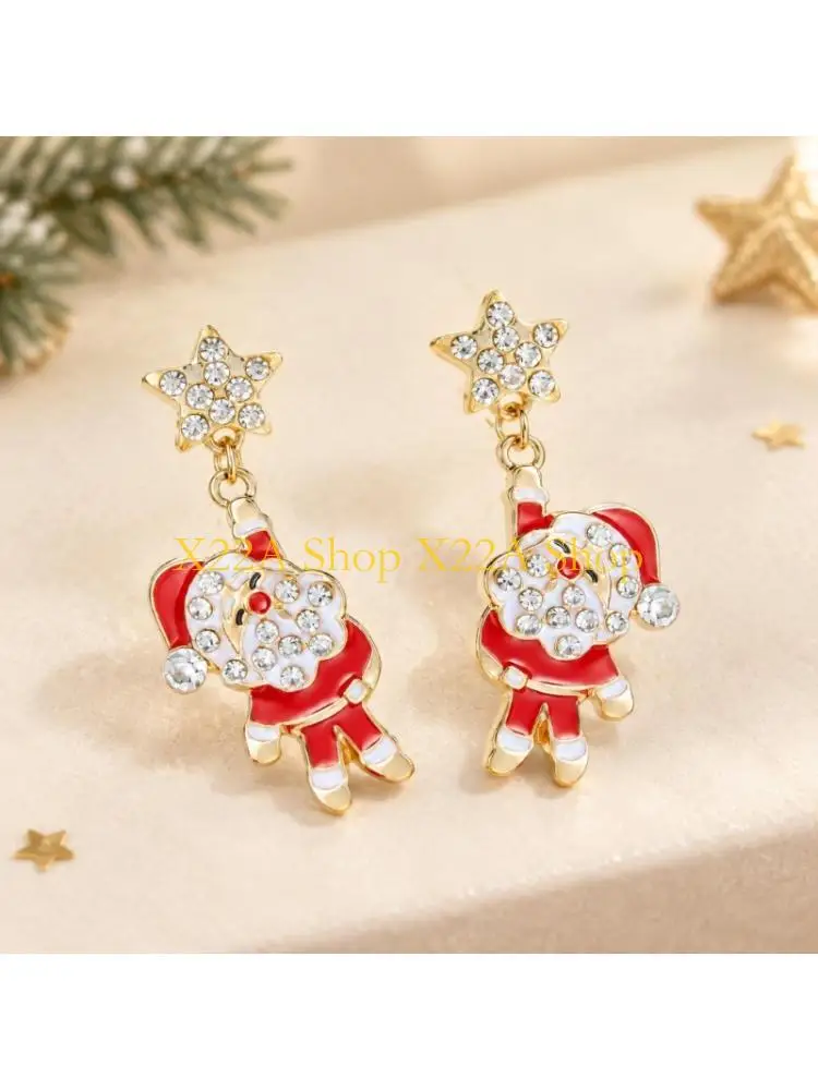 Unique Women’s Christmas Drop Earrings Light-Catching Decorations, Electroplated Finish, and Post-Style Backs Ear Jewellery