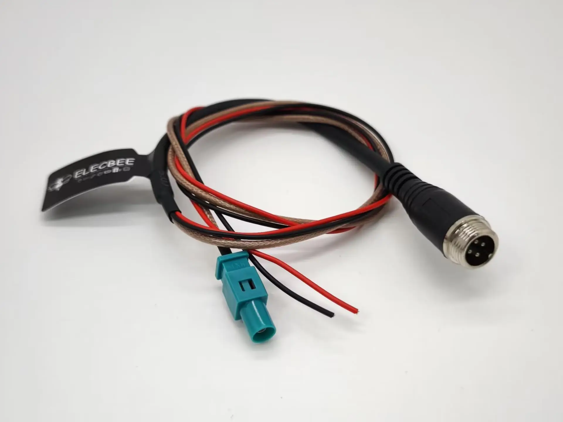 Fakra Z Type Connector Straight Male To GX12 4 Pin Male Assembly Wire Harness 2464 4C 22AWG+RG316 Cable