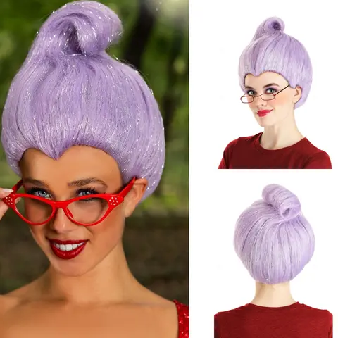 HAIRJOY Women  Synthetic Hair Wig Short Light Purple Fairy Godmother Costume Wig   for Carvinal Cosplay Costume