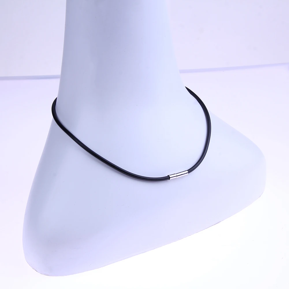 

Rubber Choker Necklace Casual Jewelry Fashion Unisex Woven Wax Rope Chain Stainless Steel Snap Clasp 3mm Black for Gift