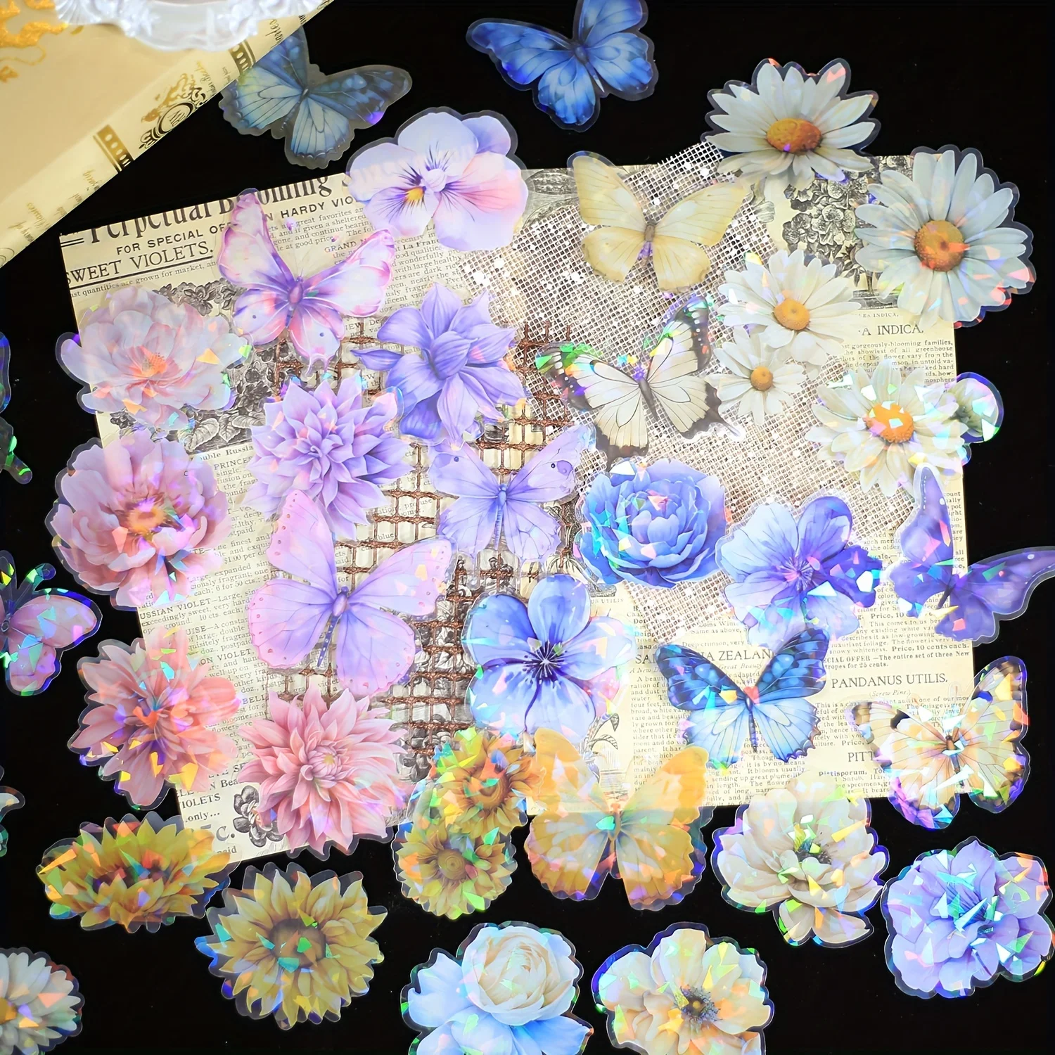 60 Stück Blumenaufkleber für Journaling, wasserfest, dekorativ, Scrapbooking-Zubehör, Tagebuch, Planer, Kunsthandwerk, Fotoalbum-Dekoration