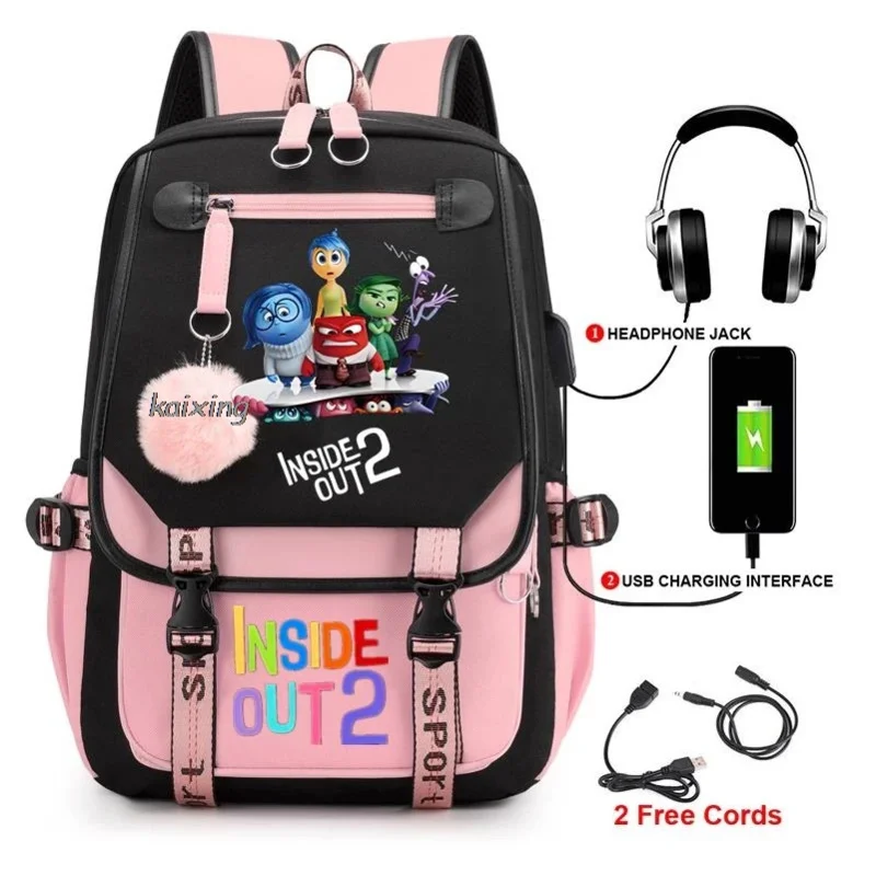 

Backpack Lovely Inside Out2 Women Student School Backpack USB Charge School Bag Teenager Girls Boy Children's Backpack Best Gift