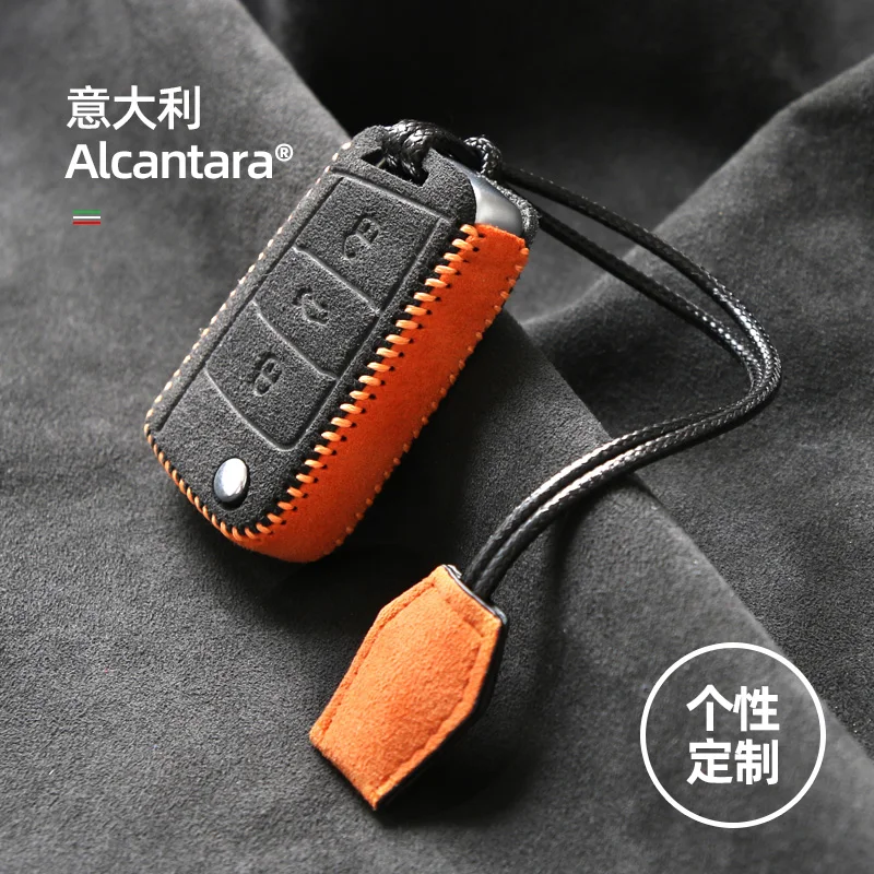 

Cover Design High-end Alcantara Suede Key Cover Key Chain Key Case for Volkswagen Tharu Tayron Lavida Plus Golf 8 Tiguanl