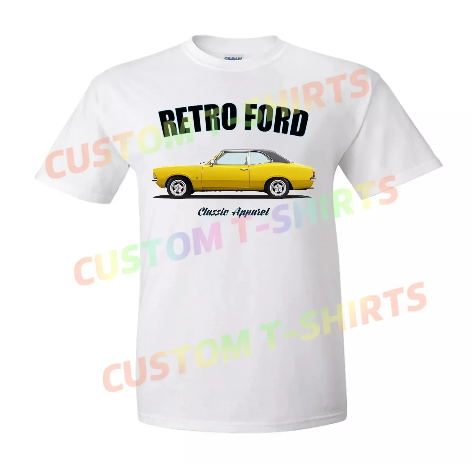 

FORD CORTINA MK3 2 DOOR T-shirt. RETRO FORD. CLASSIC CAR. MODIFIED.