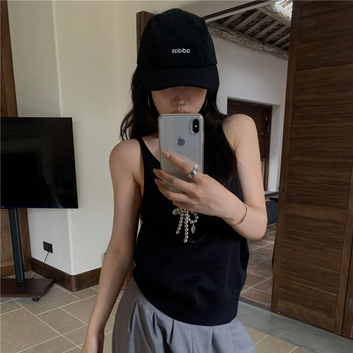 Summer Crop Top Tank 2000s Clothes y2k Women Clothing One Size Backless Casual Fashion Black Gray