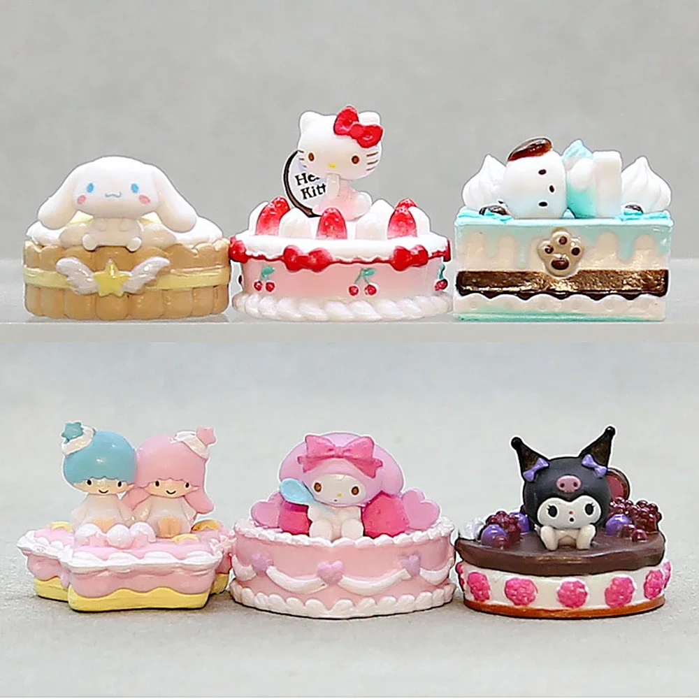 

Sanrio Аниме Фигурка 3 см торт стиль Hello Kitty My Melody Kuromi коллекционные статуэтки Kawaii игрушки отправить Рождественские подарки