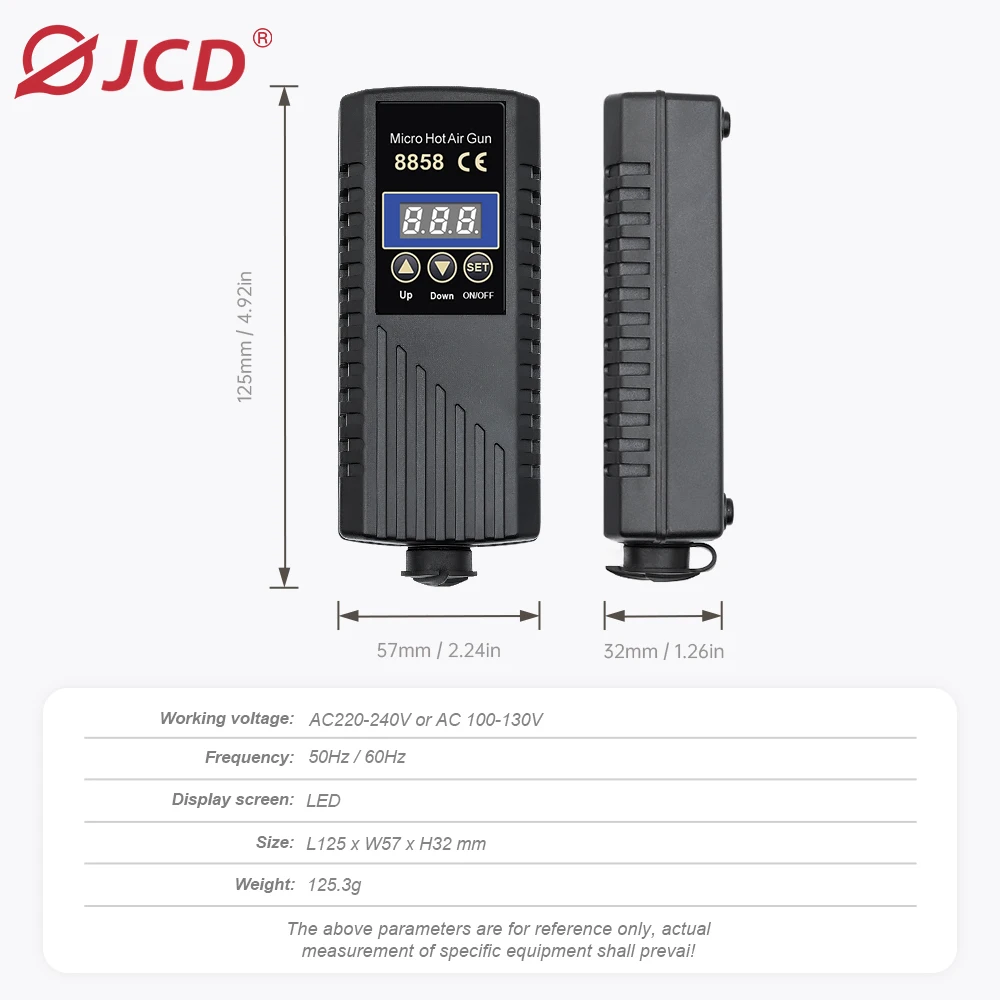 Imagem -02 - Jcd-display Digital Hot Air Gun 750w Micro Estação de Solda Temperatura Ajustável Ferramenta de Reparo Cabelo Secagem8885