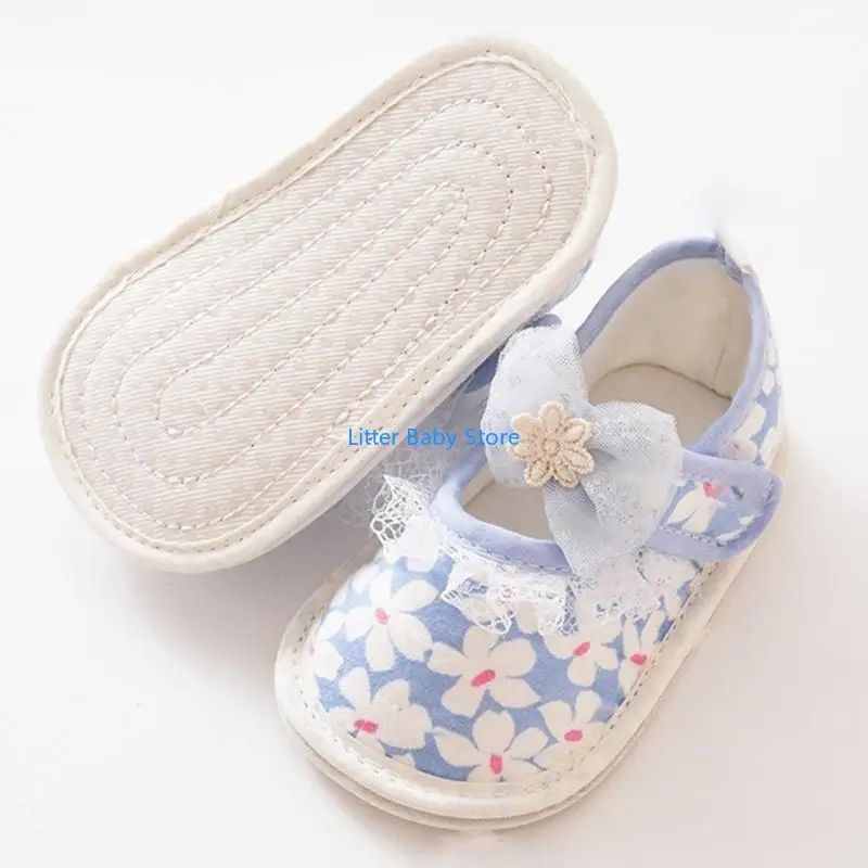 N80C Noworodki Niemowlęta Bow Detal Buty z tkaniny bawełnianej Antypoślizgowe buty podłogowe Prezent