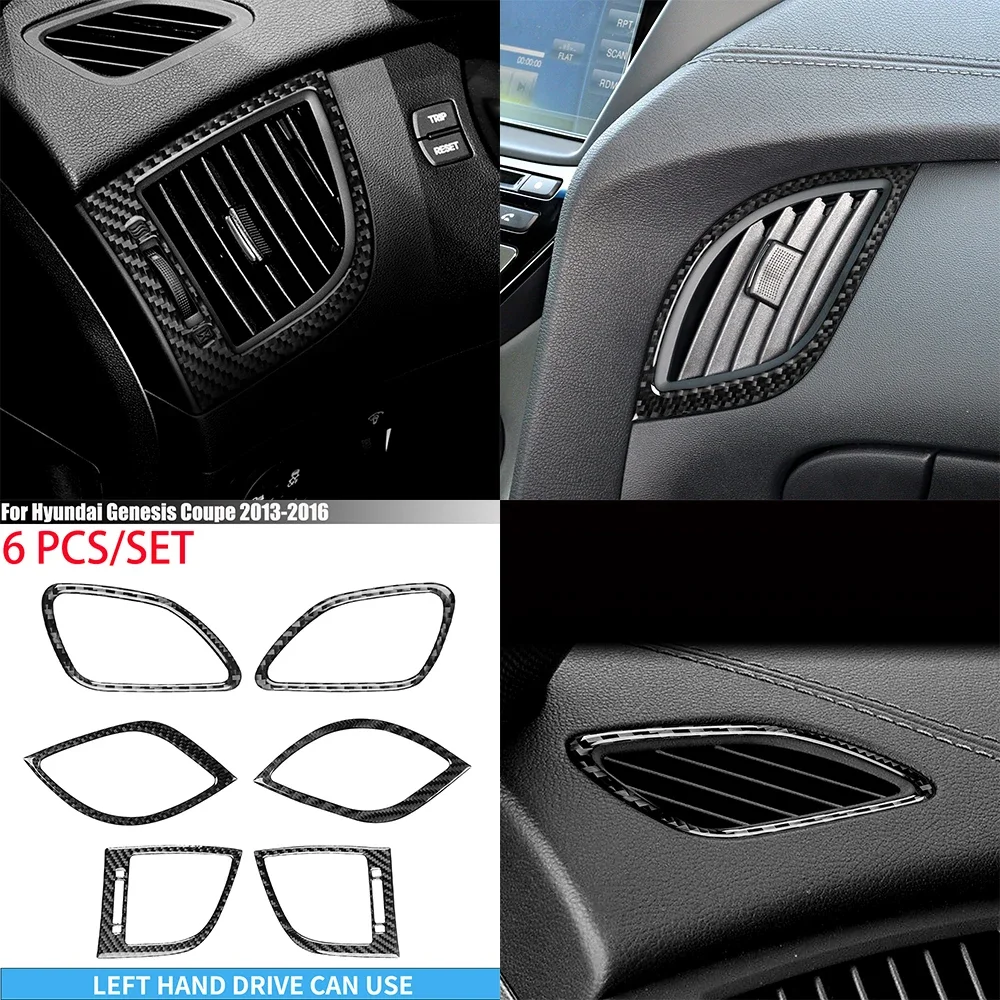 

For Hyundai Genesis Coupe 2013-2016 Carbon Fiber Dashboard Center Console Air Vent Trim Interior Cover Stickers Car Accessories