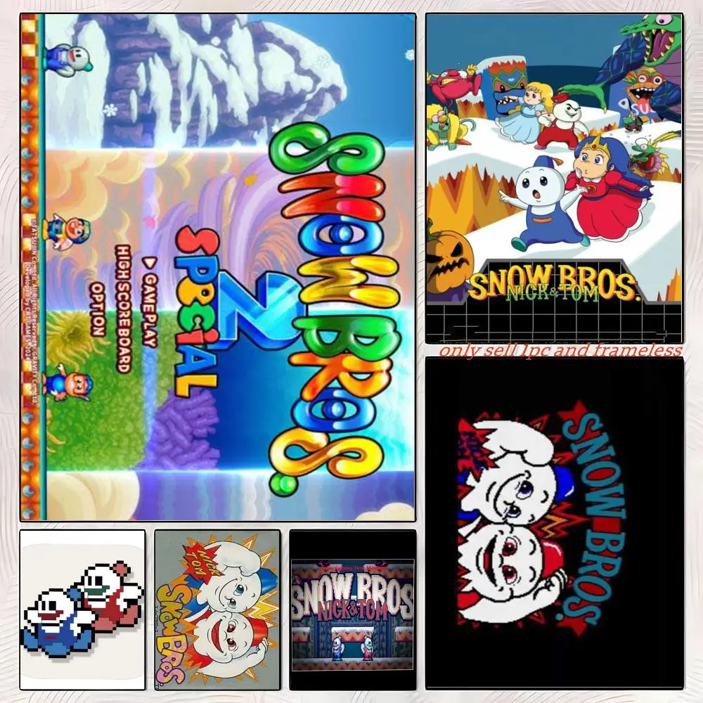 Legendary classic games S-Snow Bros Poster Premium PP Wall Decal - Peel & Stick, HD Print, Waterproof Home Decor