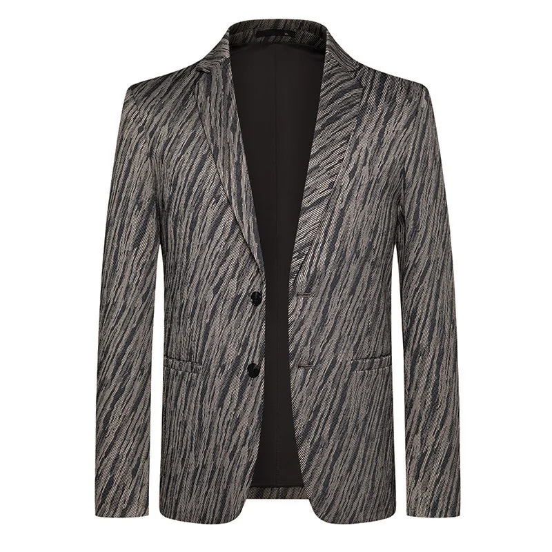 

2026 Men's Autumn New, Youth Fashion Casual Trend Striped Jacquard blazer
