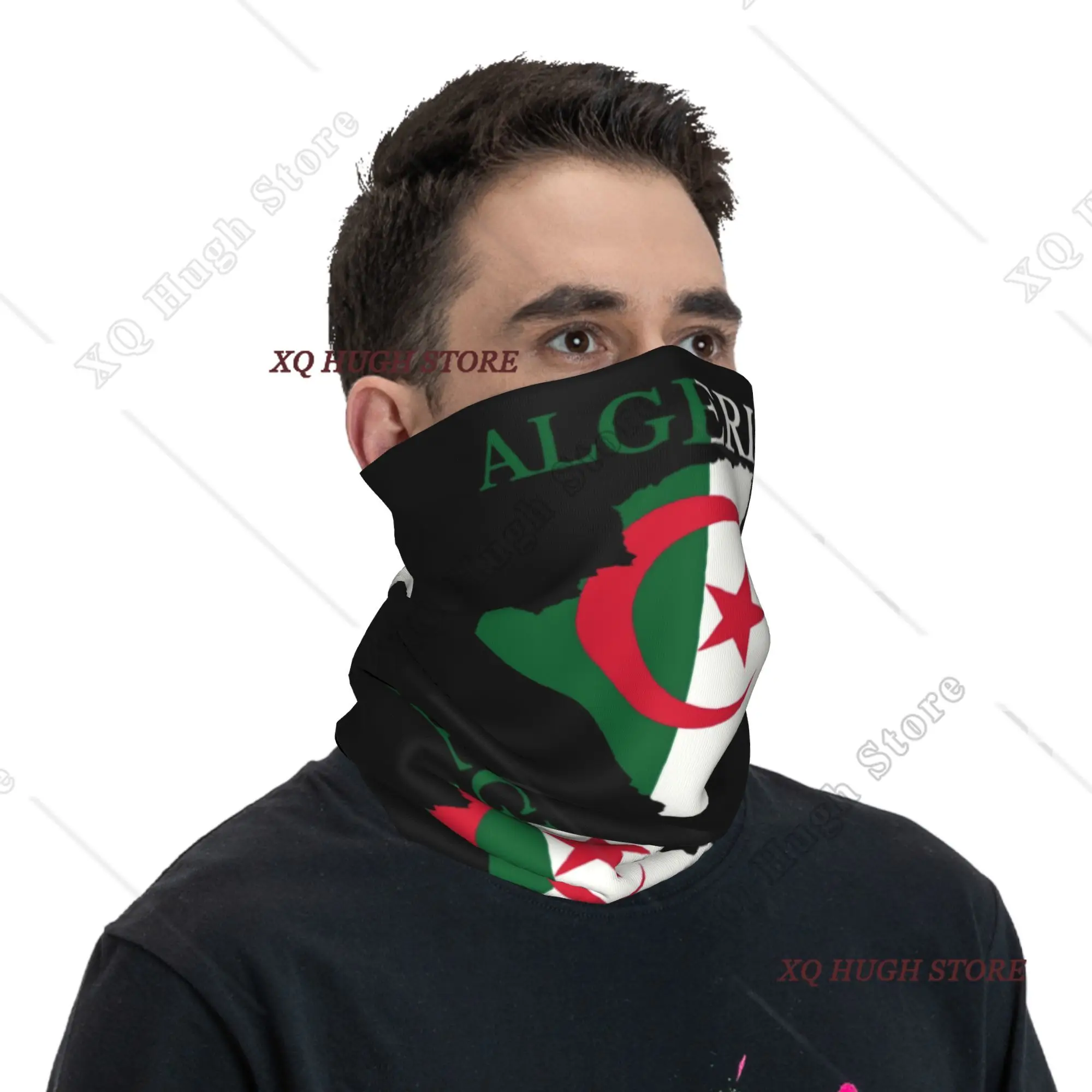 Benutzerdefinierte Algerien Flagge Karte Winter Stirnband Halswärmer Frauen Männer Ski Jagd Schlauch Schal Algerien Herz Gesicht Bandana Gamasche
