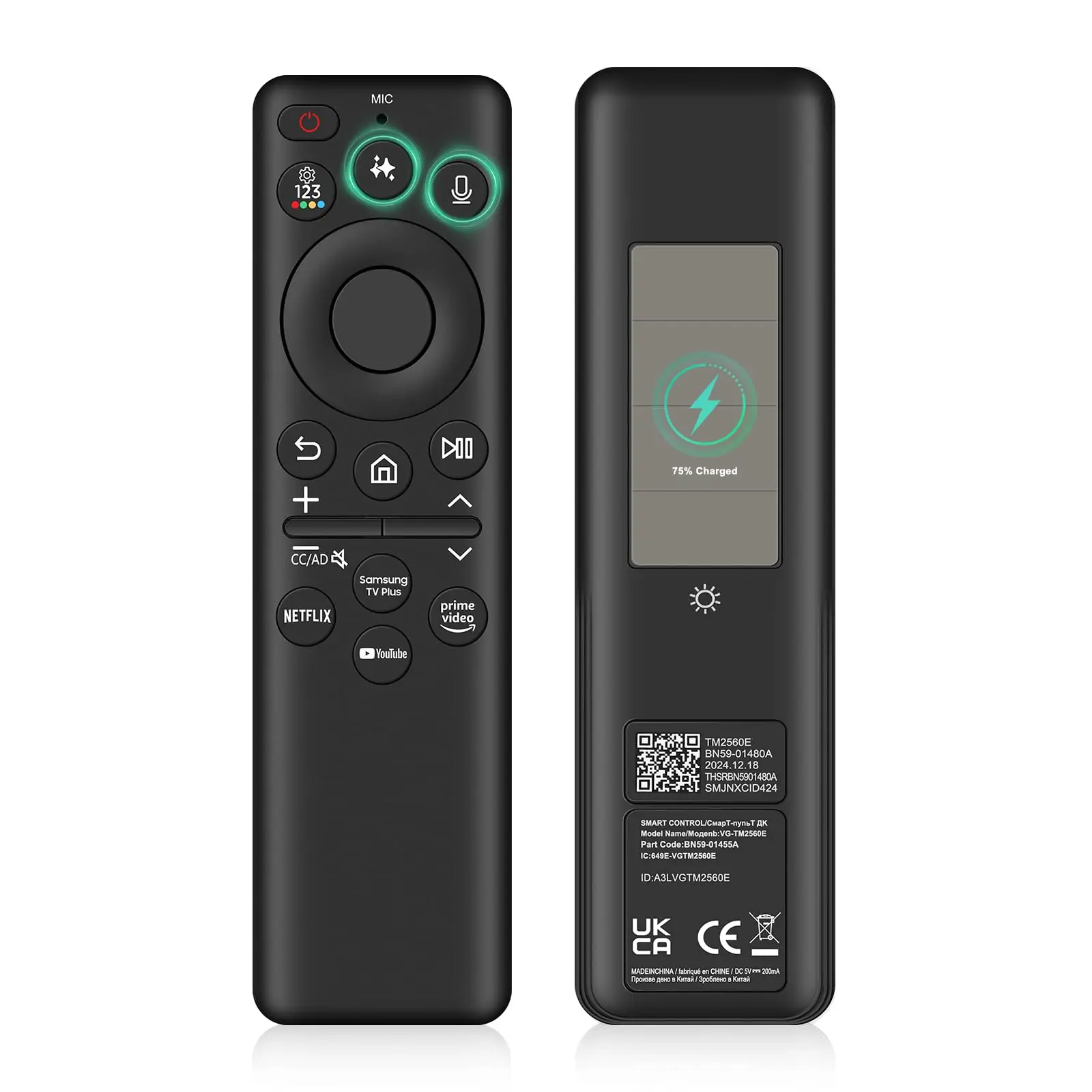 BN59-01480A/Plus Solar AI Voice Remote Control For Samsung Smart TV 2021-2026 QLED 4K 8K Frame TV USB-C Charge