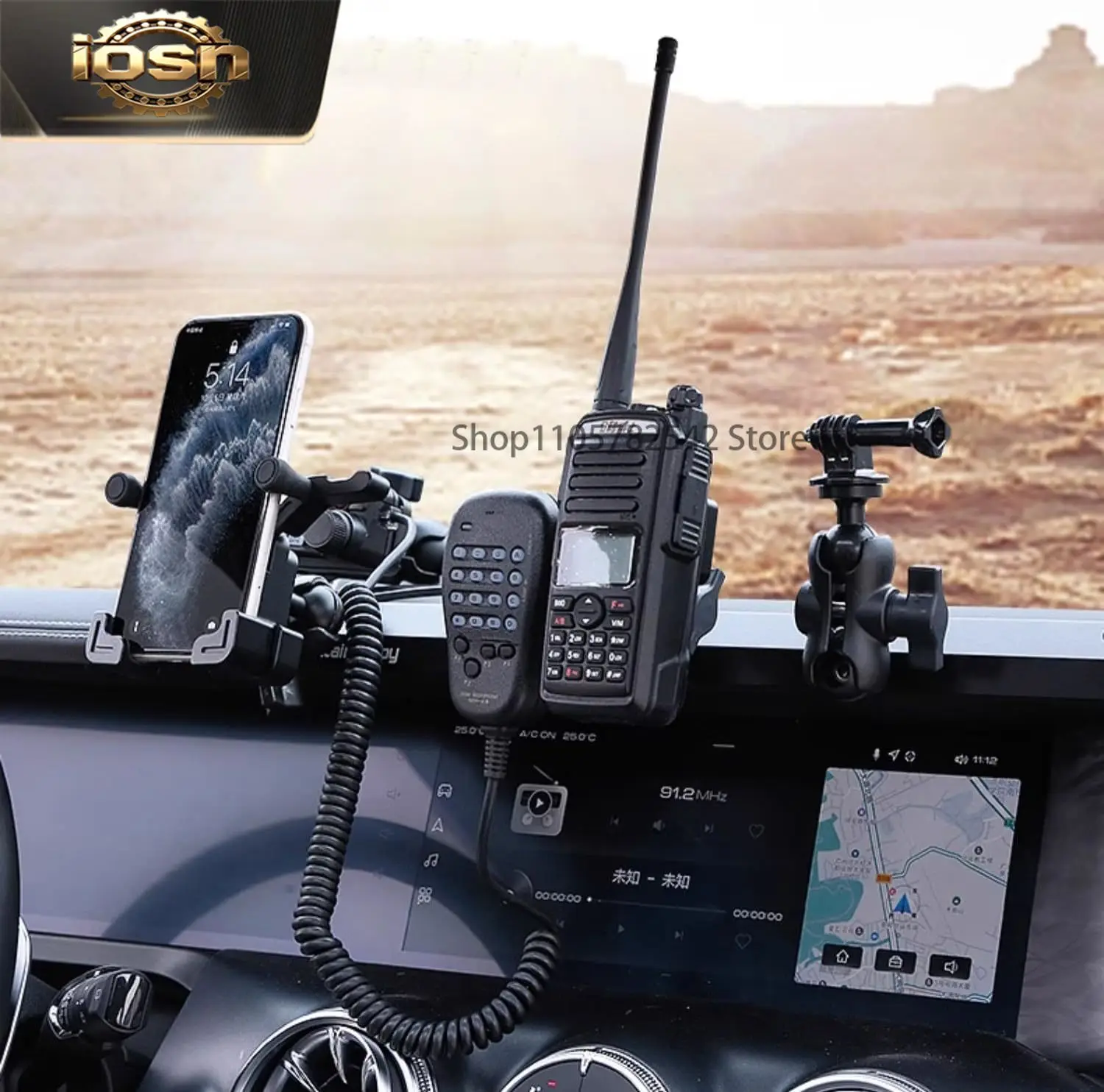 IOSN for GWM Tank 300 2020-2024 Offroad Digital Device Dash Mount Bracket Multi-Function Phone GPS Holder Aluminum Alloy