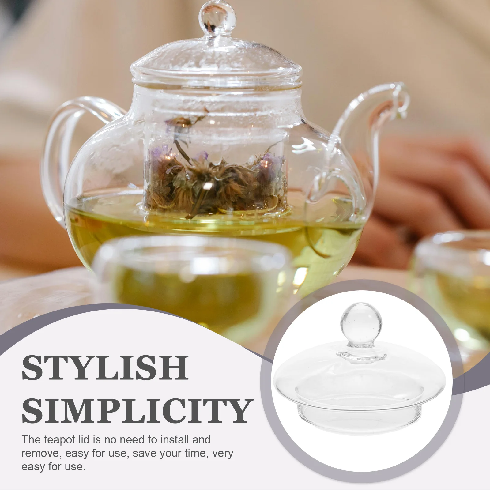 

Teapot Lid Replacement Glass Lid Tea Kettle Teapot Lid Heat-resistant Glass Lid Cover Filter For Household Travel Replacement