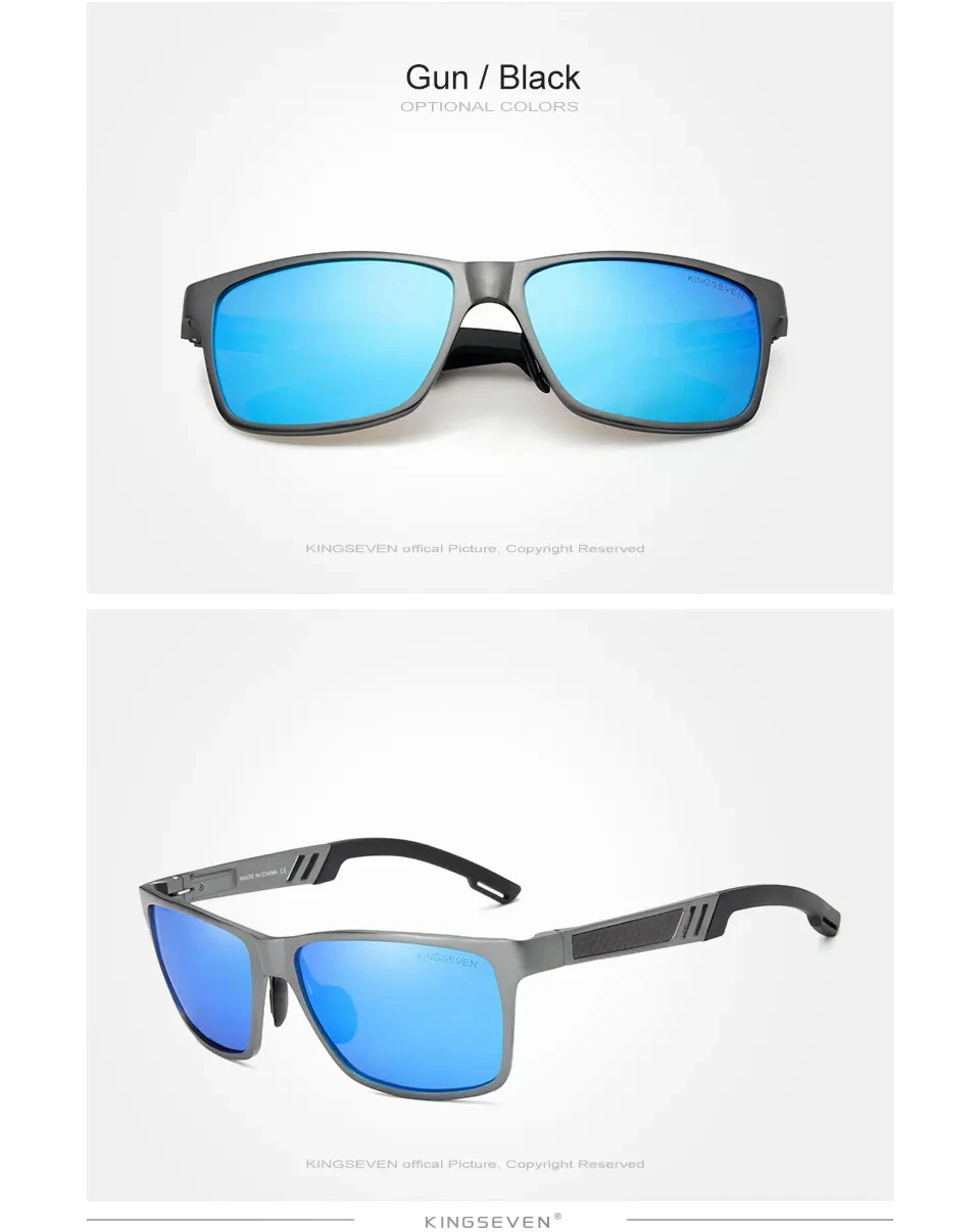 KINGSEVEN Männer Polarisierte Sonnenbrille Aluminium Magnesium Fahren UV400 Gläser Rechteck Shades Augenschutz Luxus Männlichen Brillen – Detail 7
