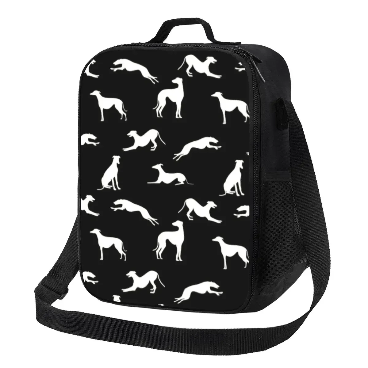 

Greyt Greyhound Silhouettes Insulated Lunch Bags for Work School Whippet Sighthound Dog Portable Cooler Thermal Lunch Box Kids