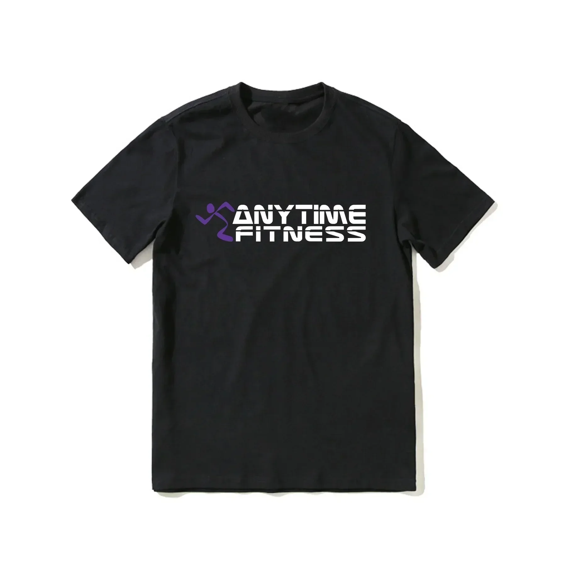 2024 Hot Sale Summer 100% Cotton Anytime Fitness Logo Black T Shirt Men Short Sleeves Cool Tee Hip Hop Streetwear T-Shirt