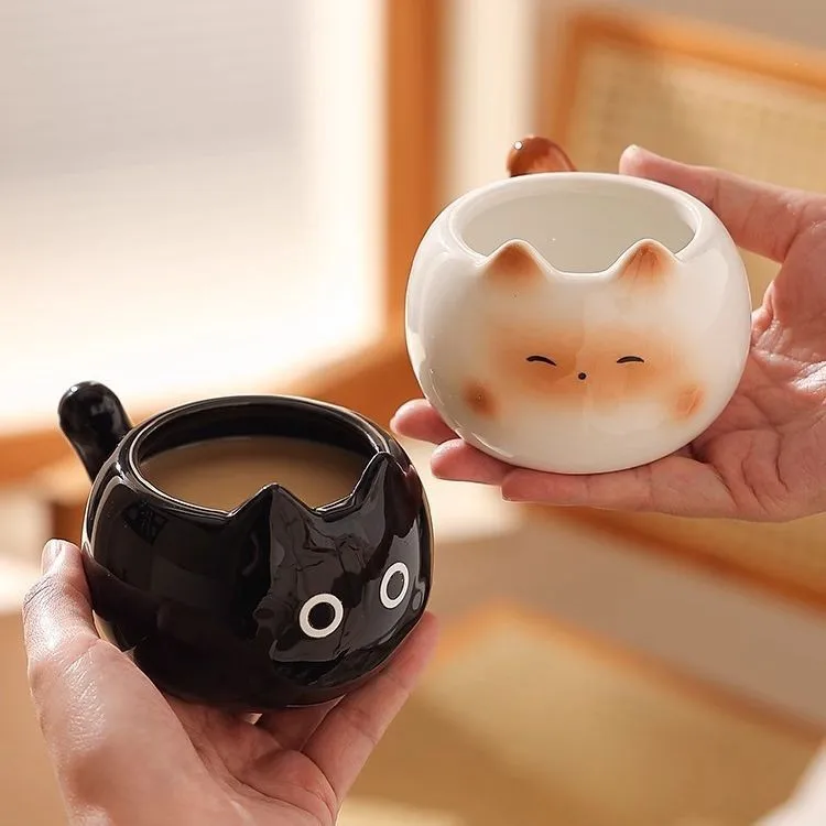 

Cute Kitty Cat Siamese Ceramic Mug High-quality Appearance Cartoon Water Cup Home Breakfast Milk Coffee Mugs Birthday Gift