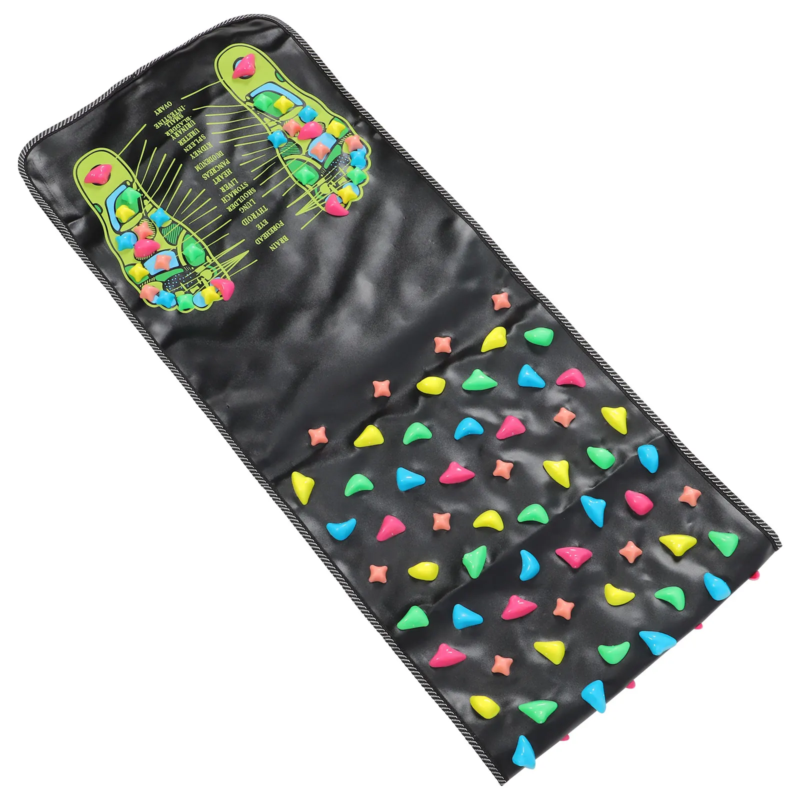 

Cobblestone Foot Non-Slip Massage Floor Mat For Home 175X35Cm Black Pp Plastic Detachable Stones Edge Sewing Foot