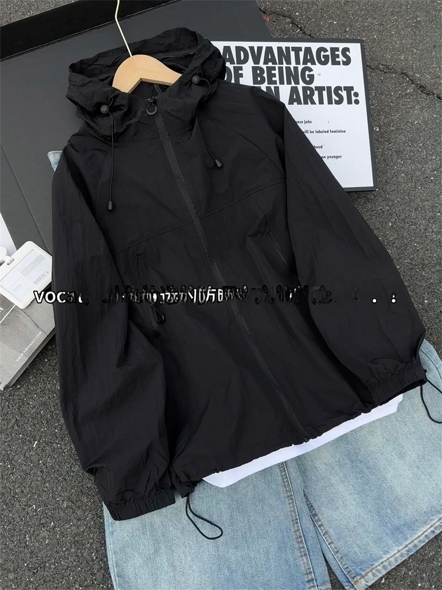 Quick Dry Ice Silk Light Weight Breathable Summer Jacket for Men Sun Protection Clothing Hooded Zipper Closure Casual Style